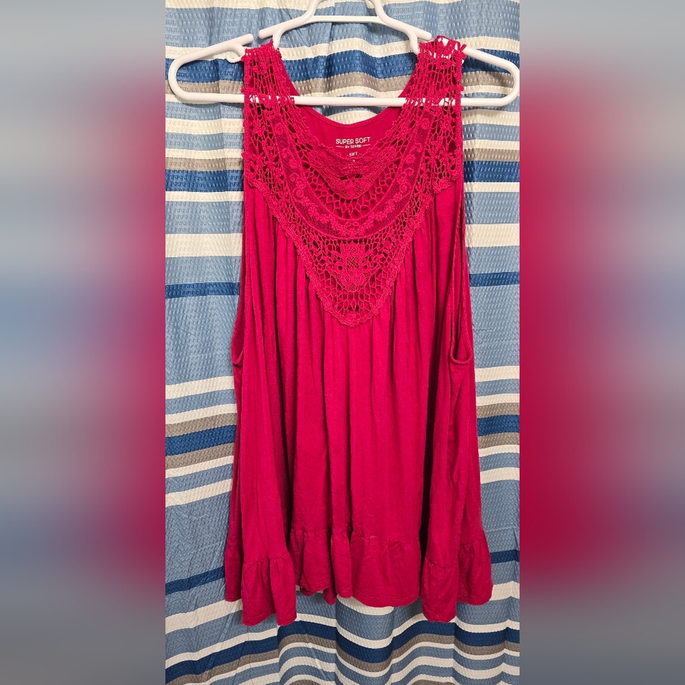 Torrid Pink Lace Trim Tank Top